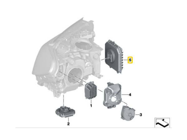 1x nový originální modul LED ovladače pro adaptivní / natáčecí světlomety Bmw 5 G30 G31 6 G32 GT 7 G11 G12 X3 G01 Phantom RR11 63118491415